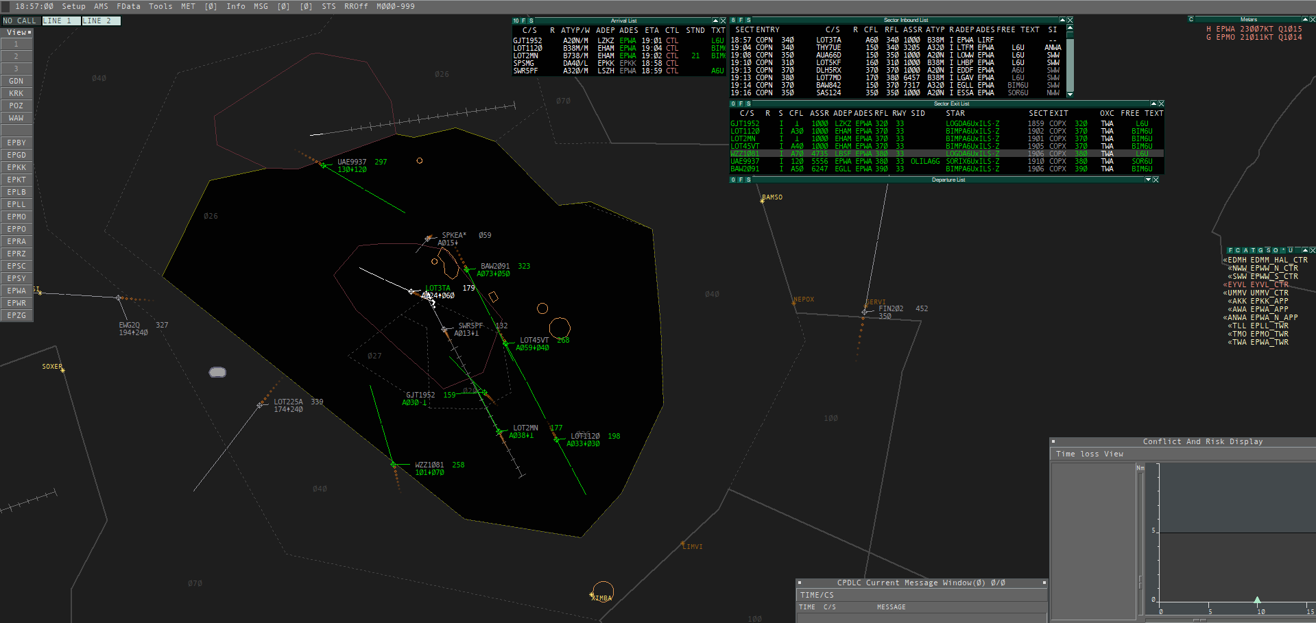 EuroScope - widok Warszawa Approach